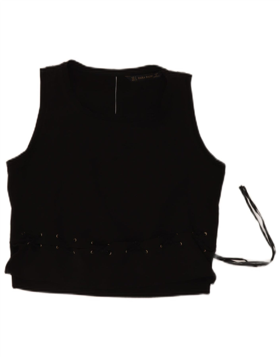 Γυναικεία αμάνικη μπλούζα ZARA Crop Top UK 10 Small Black Polyester