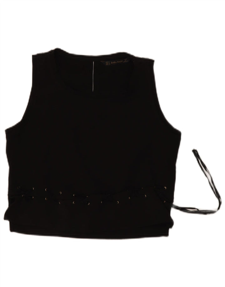 Γυναικεία αμάνικη μπλούζα ZARA Crop Top UK 10 Small Black Polyester