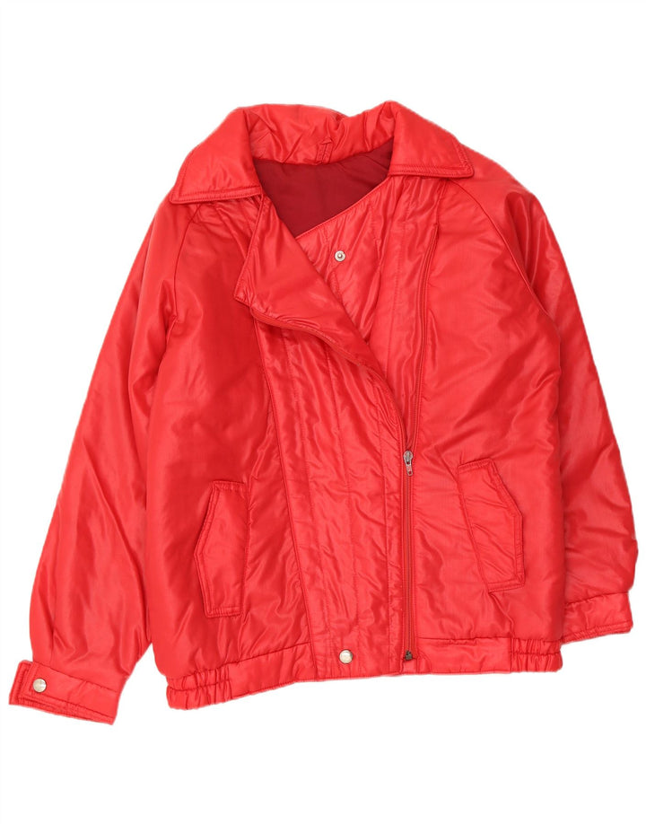 Vintage Γυναικείο Biker Jacket padded UK 14 Medium Red