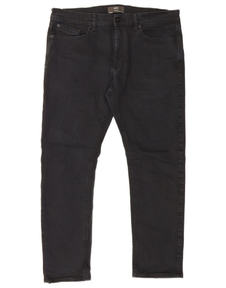 Marks & Spencer Ανδρικό Slim Jeans W36 L29 Μαύρο βαμβακερό