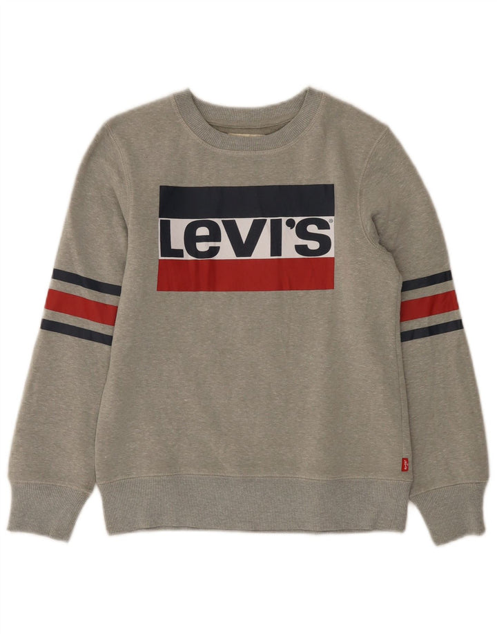 Levi's Boys Graphic Hoodie Jumper 9-10 Years Grey Flecked