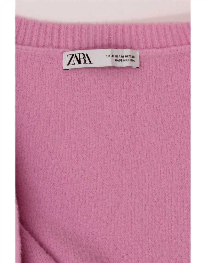Zara Γυναικεία Ζακέτα UK 12 Medium Pink Polyamide