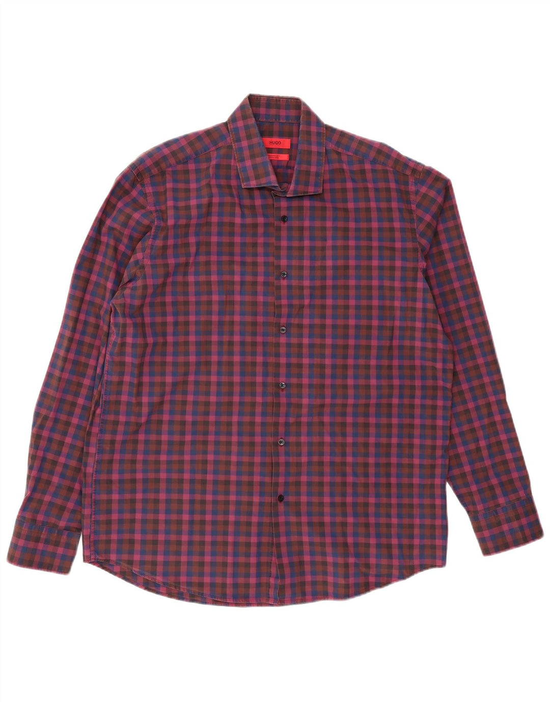 Ανδρικό πουκάμισο HUGO BOSS, νούμερο 44 17 1/2 XL μωβ καρό