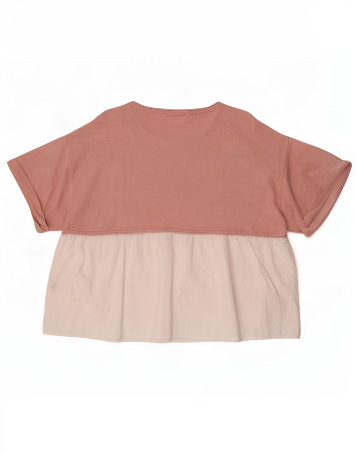 Zara Γυναικεία Μπλούζα Oversized Top UK 10 Small Pink Colourblock