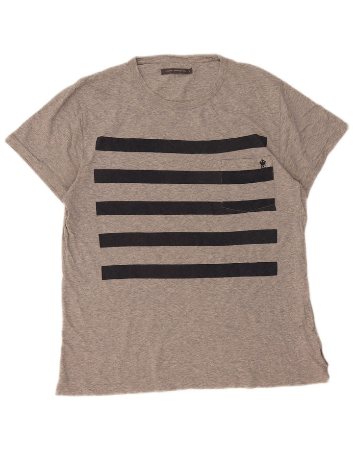 ΓΑΛΛΙΚΗ ΣΥΝΔΕΣΗ Ανδρικό T-Shirt Top Large Grey Colourblock Βαμβακερό