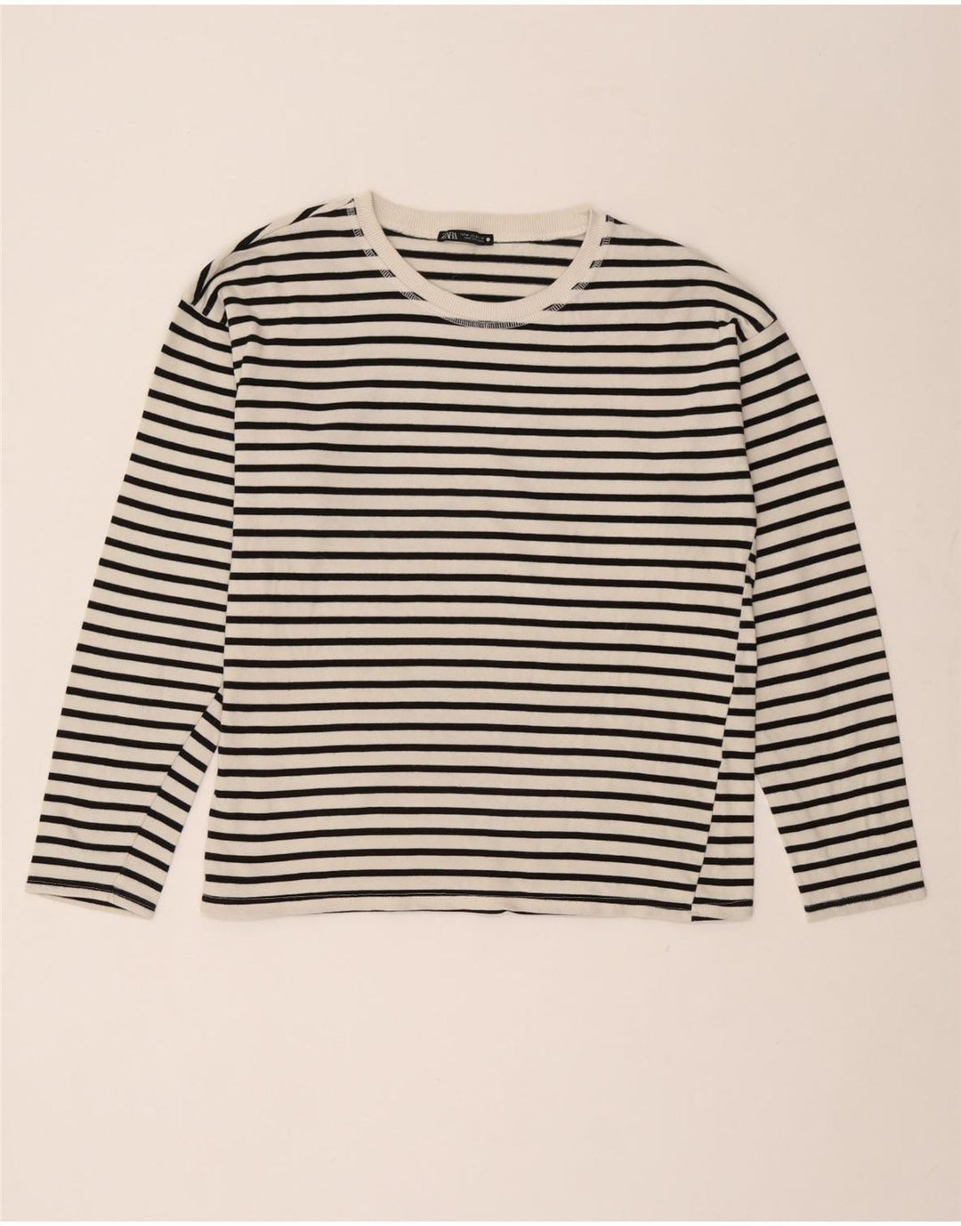 Zara Γυναικείο τοπ μακρυμάνικο UK 14 Medium White Ride Nautical