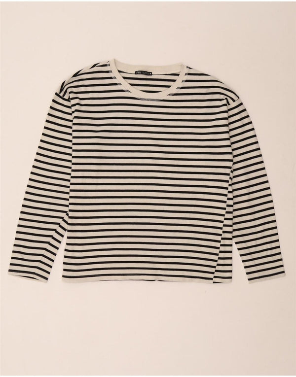 Zara Γυναικείο τοπ μακρυμάνικο UK 14 Medium White Ride Nautical