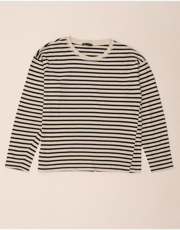Zara Γυναικείο τοπ μακρυμάνικο UK 14 Medium White Ride Nautical