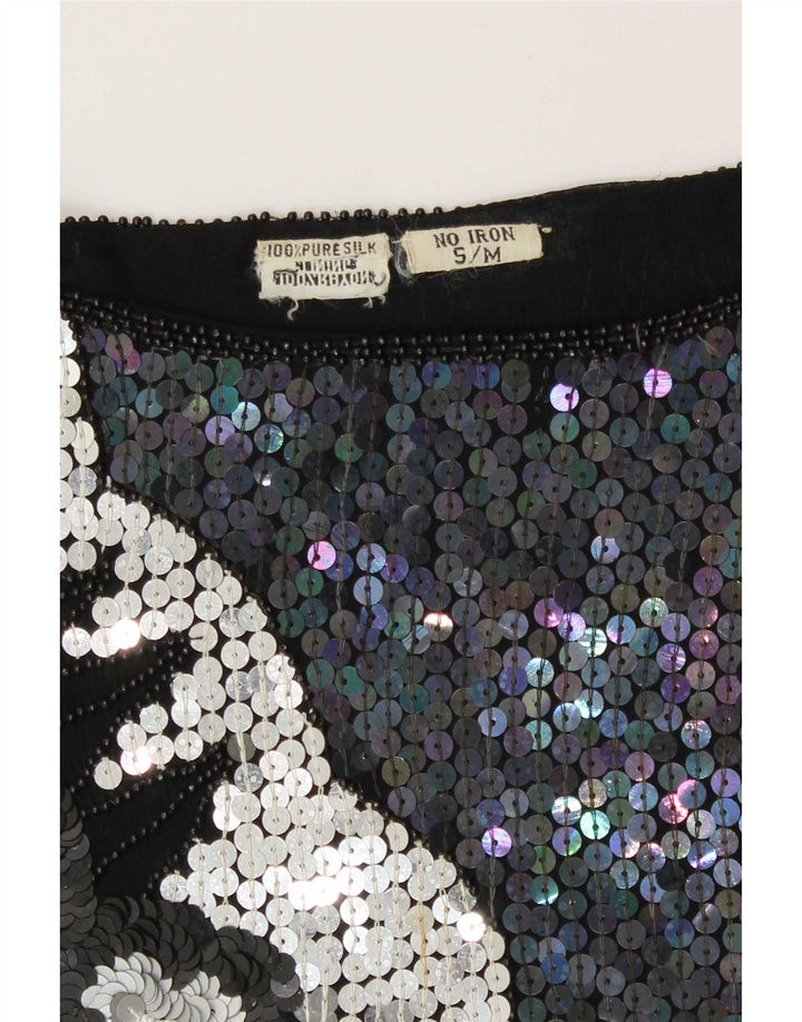 Vintage γυναικεία βραδινή μπλούζα με παγιέτες Top UK 10 Small πολύχρωμα
