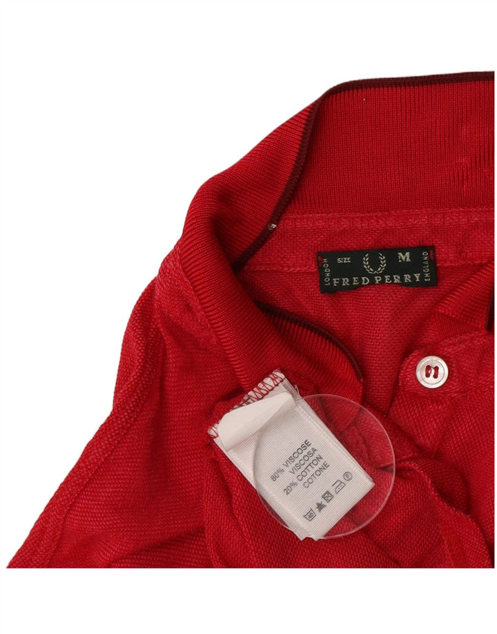 Fred Perry γυναικείο πουκάμισο πόλο UK 14 μεσαίο κόκκινο βισκόζη