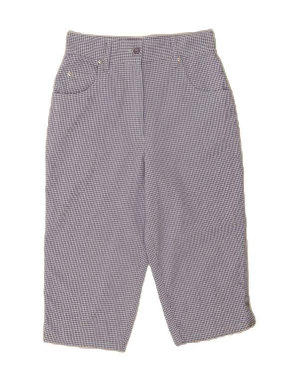 VINTAGE Womens Straight Capri Trousers EU 38 Medium W28 L16 Blue Gingham