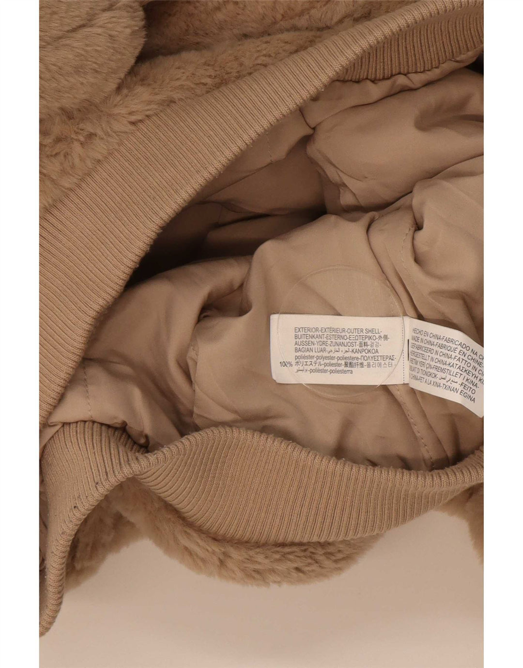 Zara Girls Teddy Bear Bomber Jacket 9-10 Years Beige Polyester