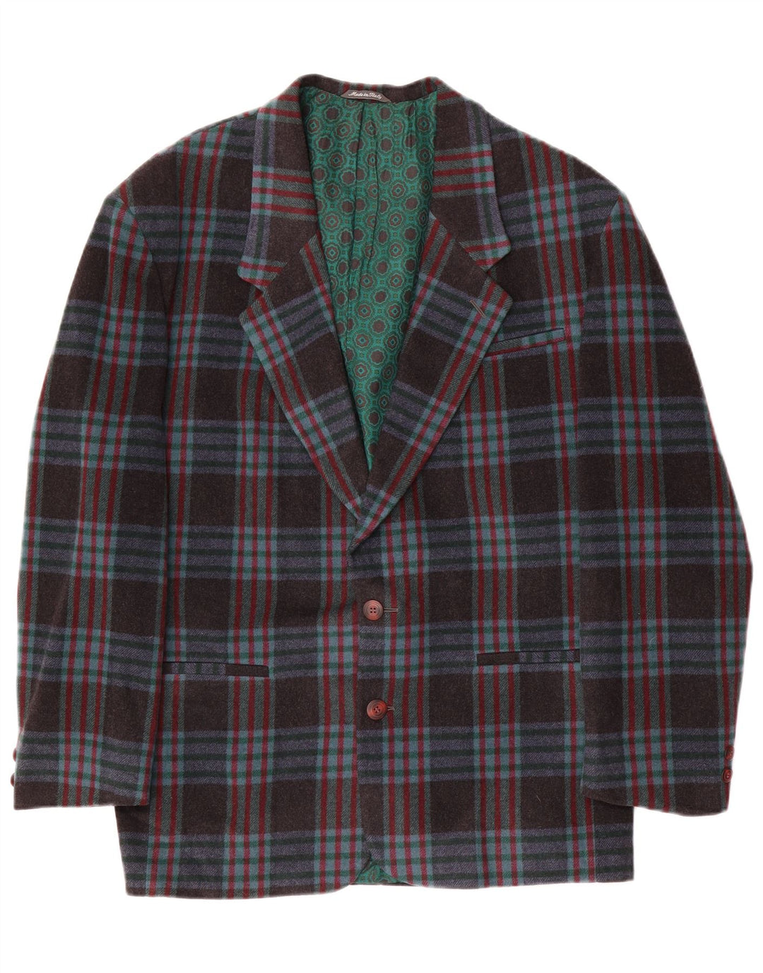 Vintage Ανδρικό σακάκι με 2 κουμπιά σακάκι IT 48 Medium Navy Blue Check Wool