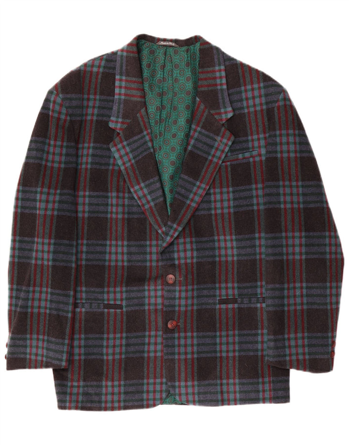 Vintage Ανδρικό σακάκι με 2 κουμπιά σακάκι IT 48 Medium Navy Blue Check Wool