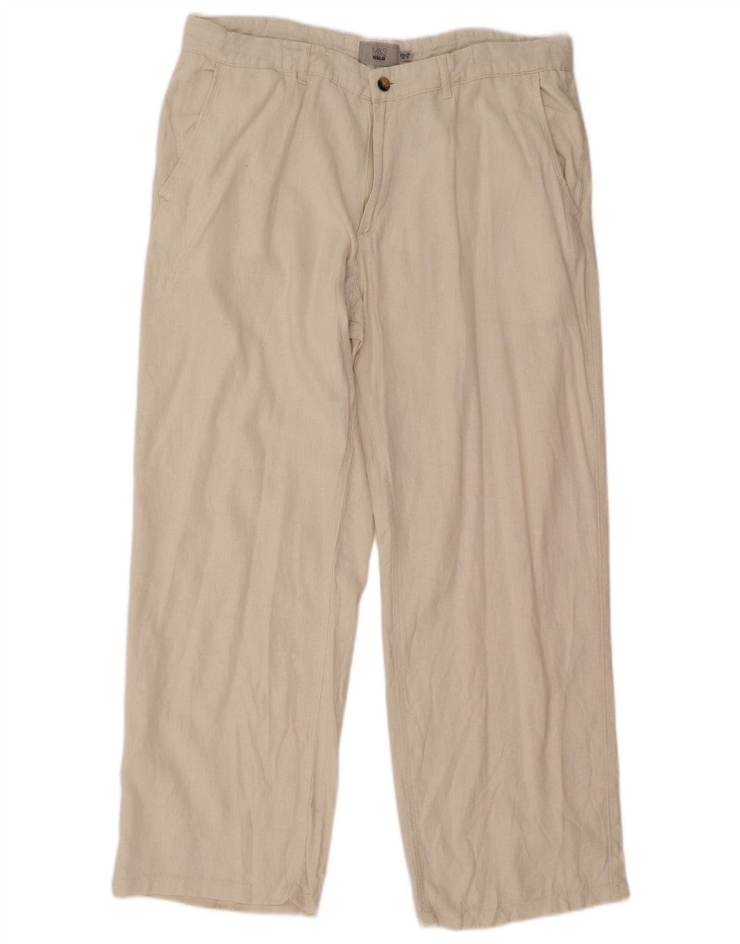 Marks & Spencer Ανδρικό ίσιο κανονικό παντελόνι Chino W38 L31 Off White