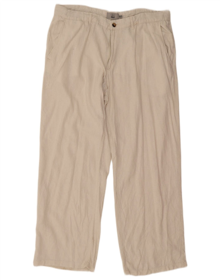Marks & Spencer Ανδρικό ίσιο κανονικό παντελόνι Chino W38 L31 Off White