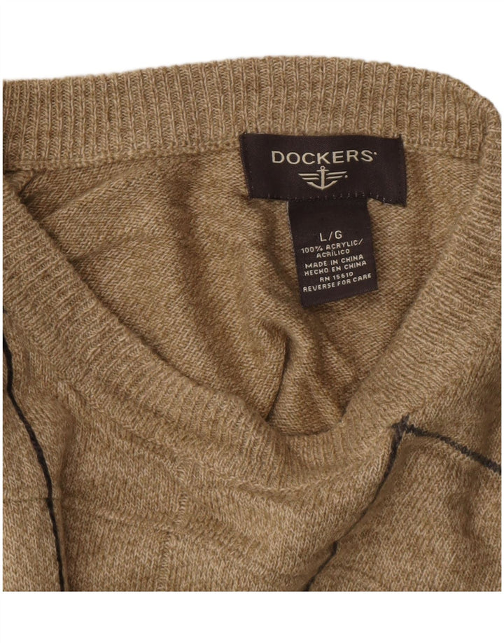 DOCKERS Ανδρικό πουλόβερ με λαιμόκοψη μεγάλου μπεζ ακρυλικό