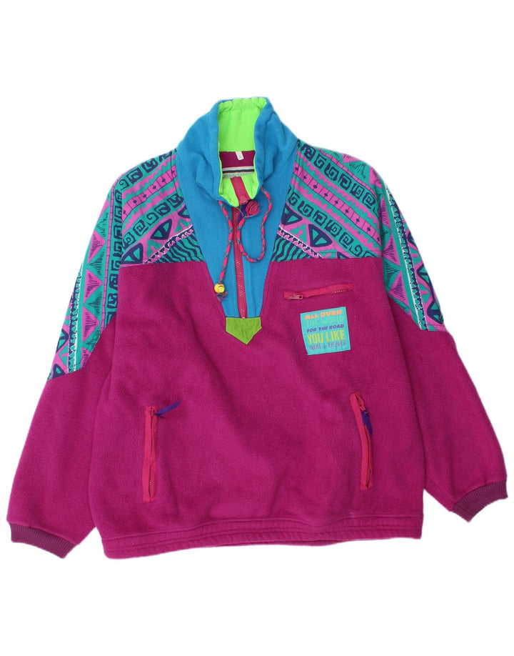 Great Escapes Ανδρικό φερμουάρ Fleece Jumper Μεγάλο Μωβ Γεωμετρικός Πολυεστέρας