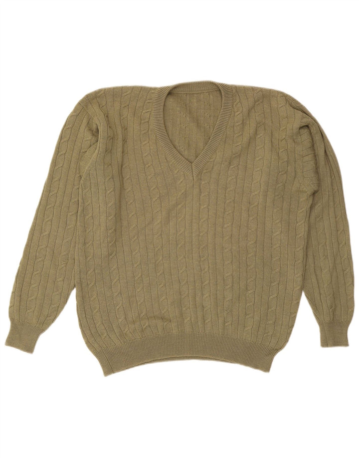 Ανδρικό πουλόβερ V-Neck Vintage Μεγάλο Χακί