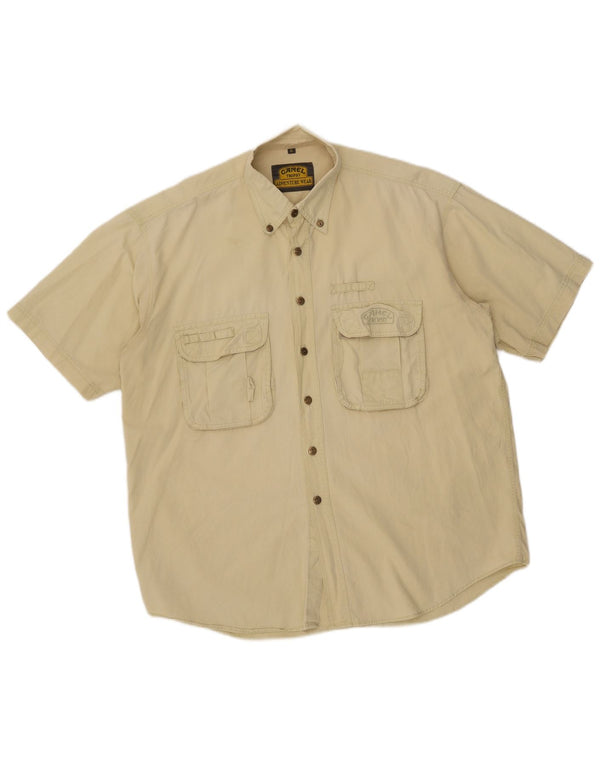 Camel Active Mens Utility κοντομάνικο πουκάμισο XL μπεζ βαμβακερό