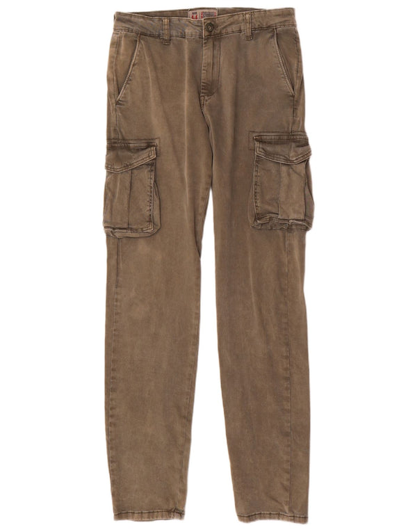 VINTAGE Womens Slim Fit Cargo Trousers IT 44 Medium W32 L33 Khaki Cotton