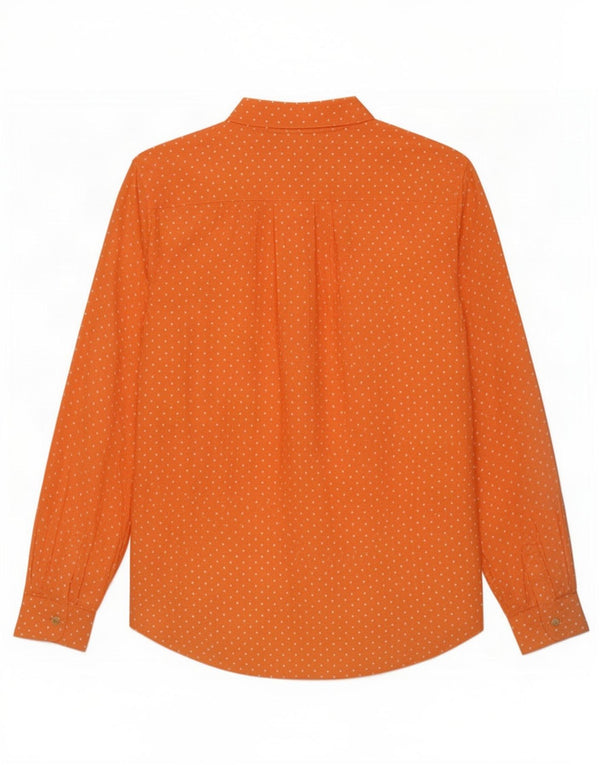 Vintage Womens Oversized Shirt Blouse UK 16 Large Orange Spotted Viscose