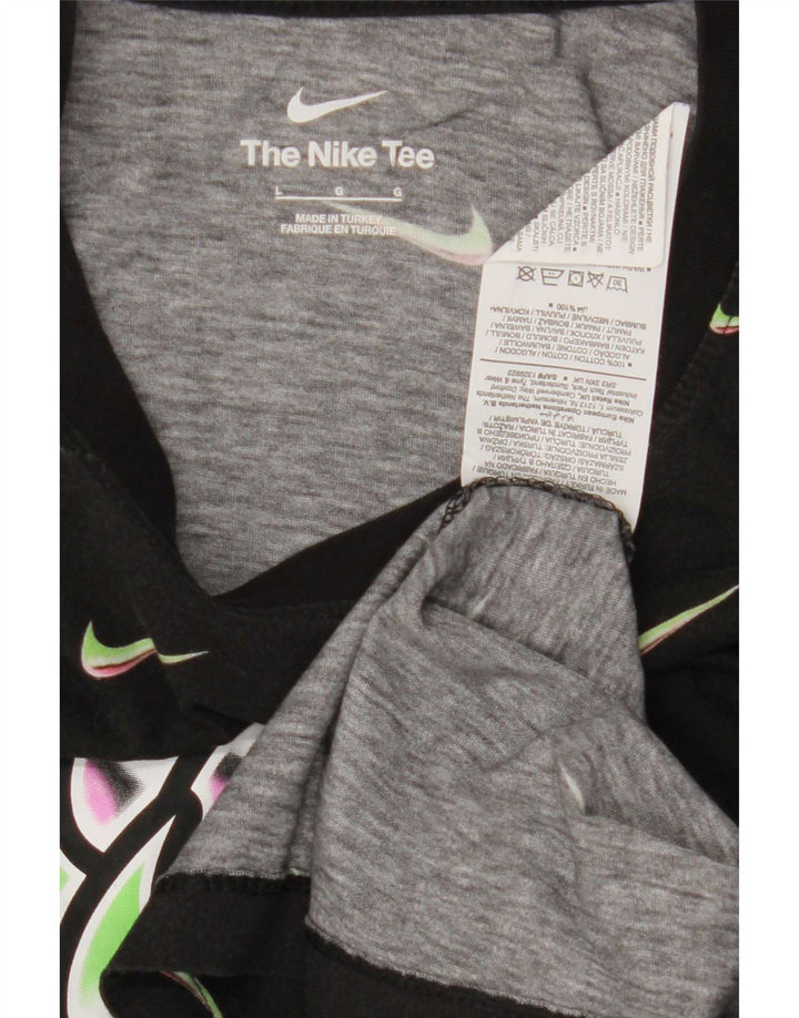 Ανδρικό γραφικό μπλουζάκι Nike, μεγάλο μαύρο βαμβακερό