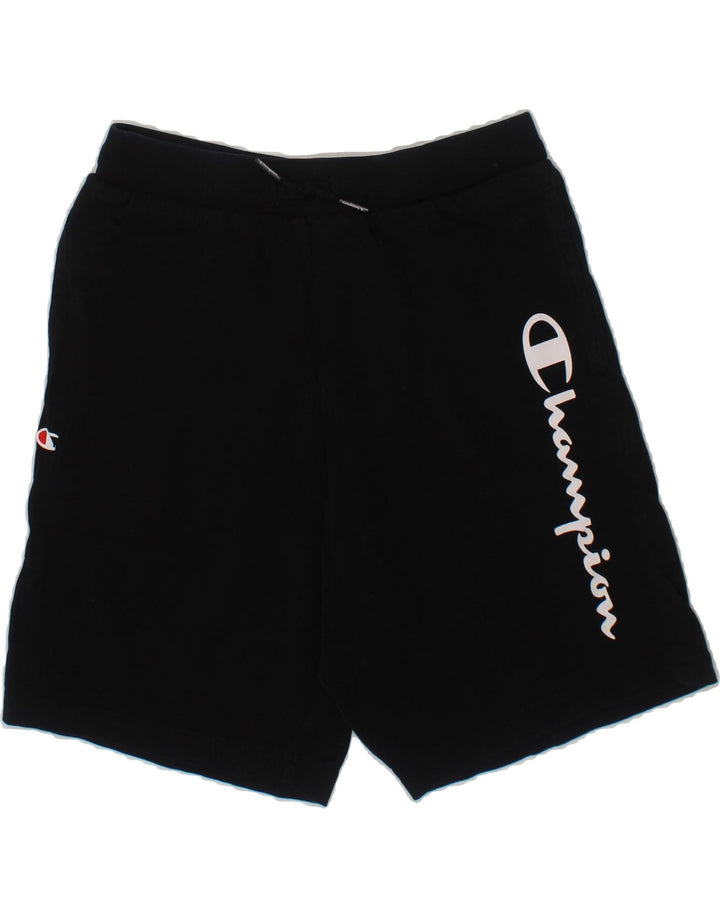 CHAMPION Boys Graphic Sport Shorts 9-10 Years Medium Black Cotton Vintage Champion and Second-Hand Champion from Messina Hembry 