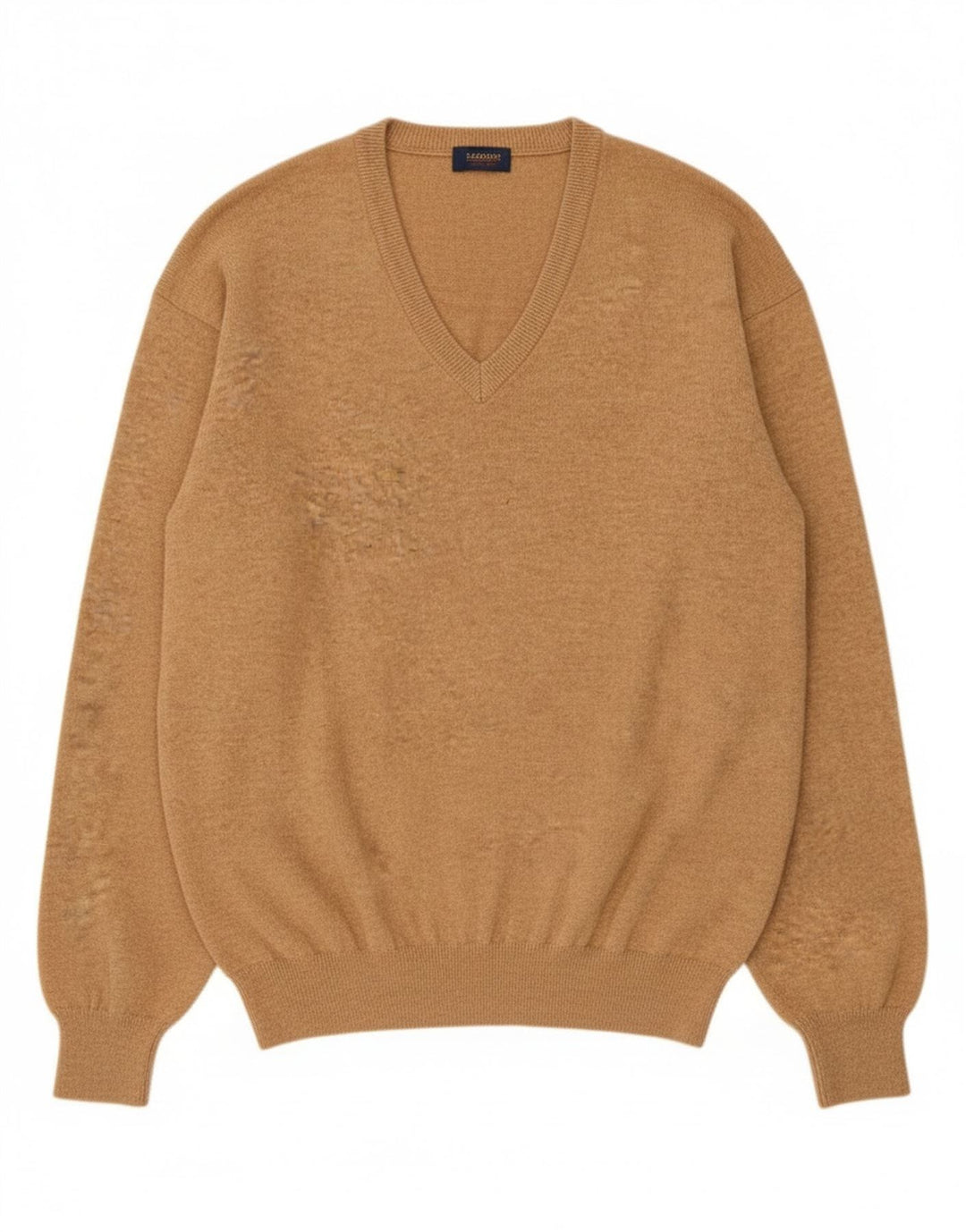 Ανδρικό πουλόβερ Massimo Dutti με V λαιμόκοψη XL Μπεζ μαλλί