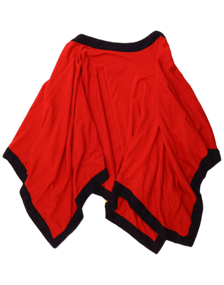 VINTAGE Γυναικείο Ασύμετρο Ανοιχτό Παλτό Poncho One Size Red Colourblock