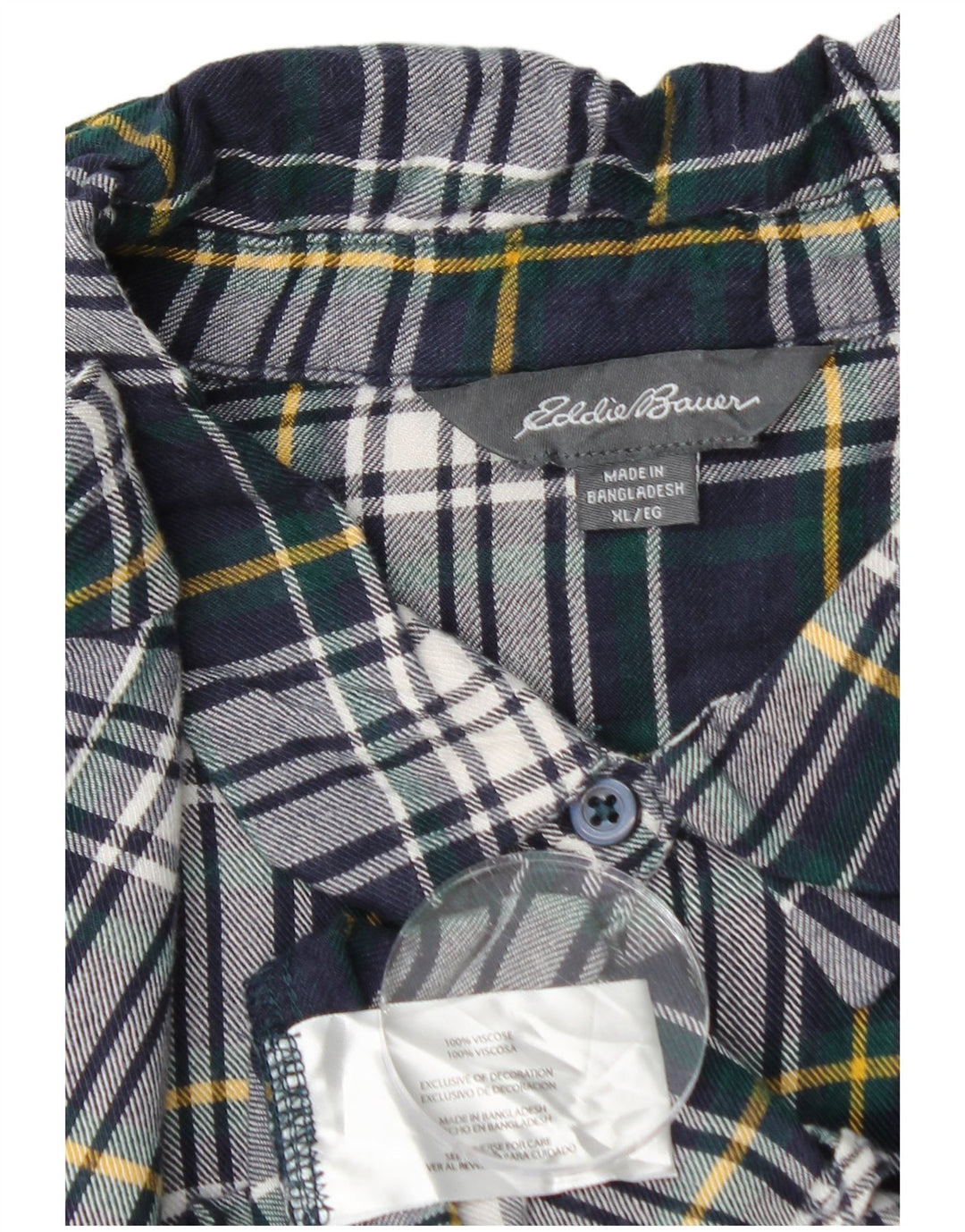EDDIE BAUER Γυναικείο φανελένιο πουκάμισο UK 18 XL Navy Blue Check Viscose