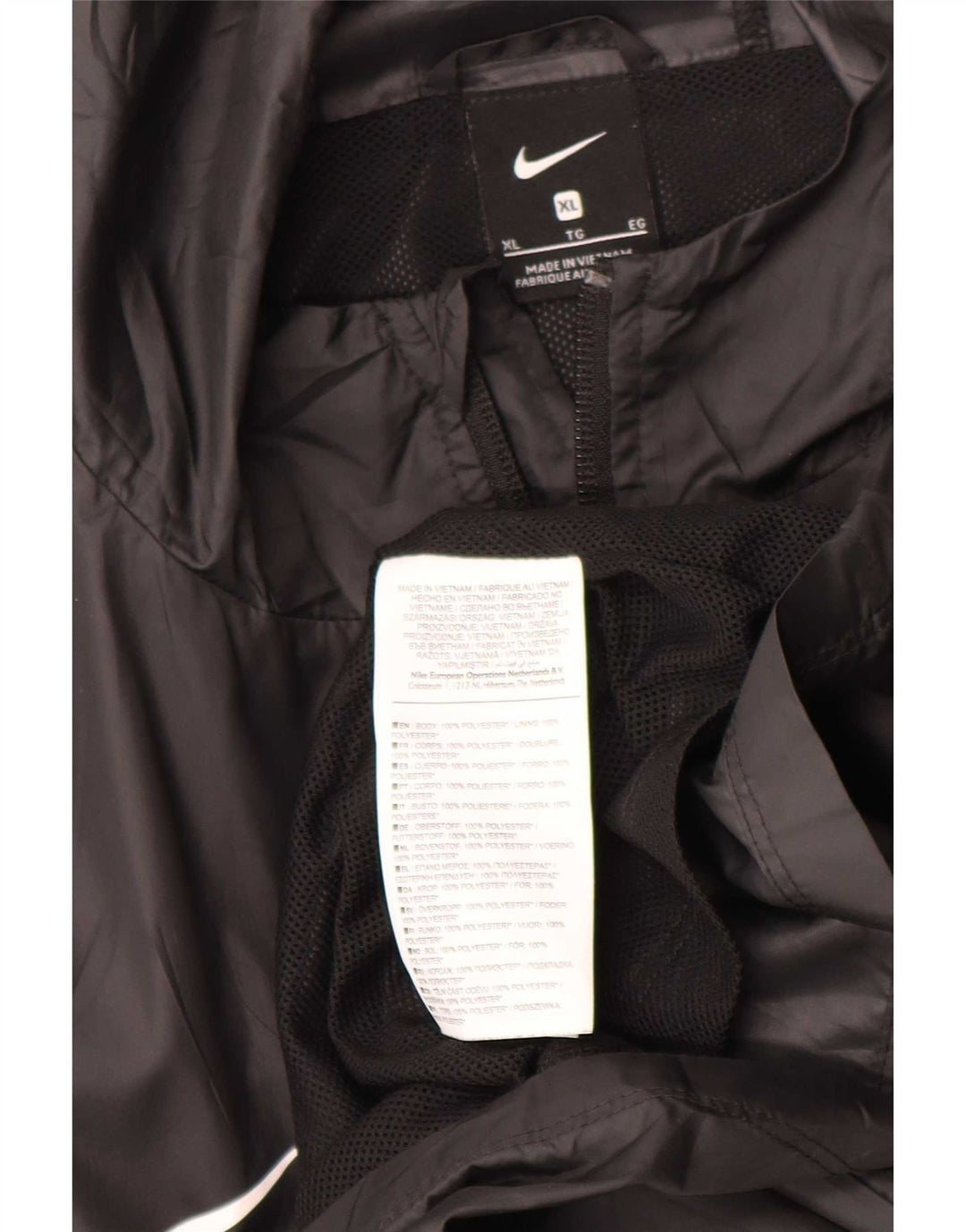 Ανδρικό μπουφάν βροχής με κουκούλα Nike UK 42 XL μαύρο πολυεστέρα