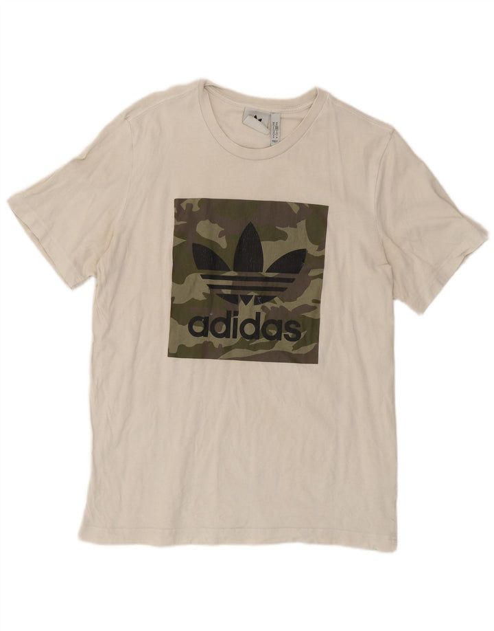 Ανδρικό γραφικό T-Shirt Adidas Top Μεσαίο λευκό βαμβακερό καμουφλάζ