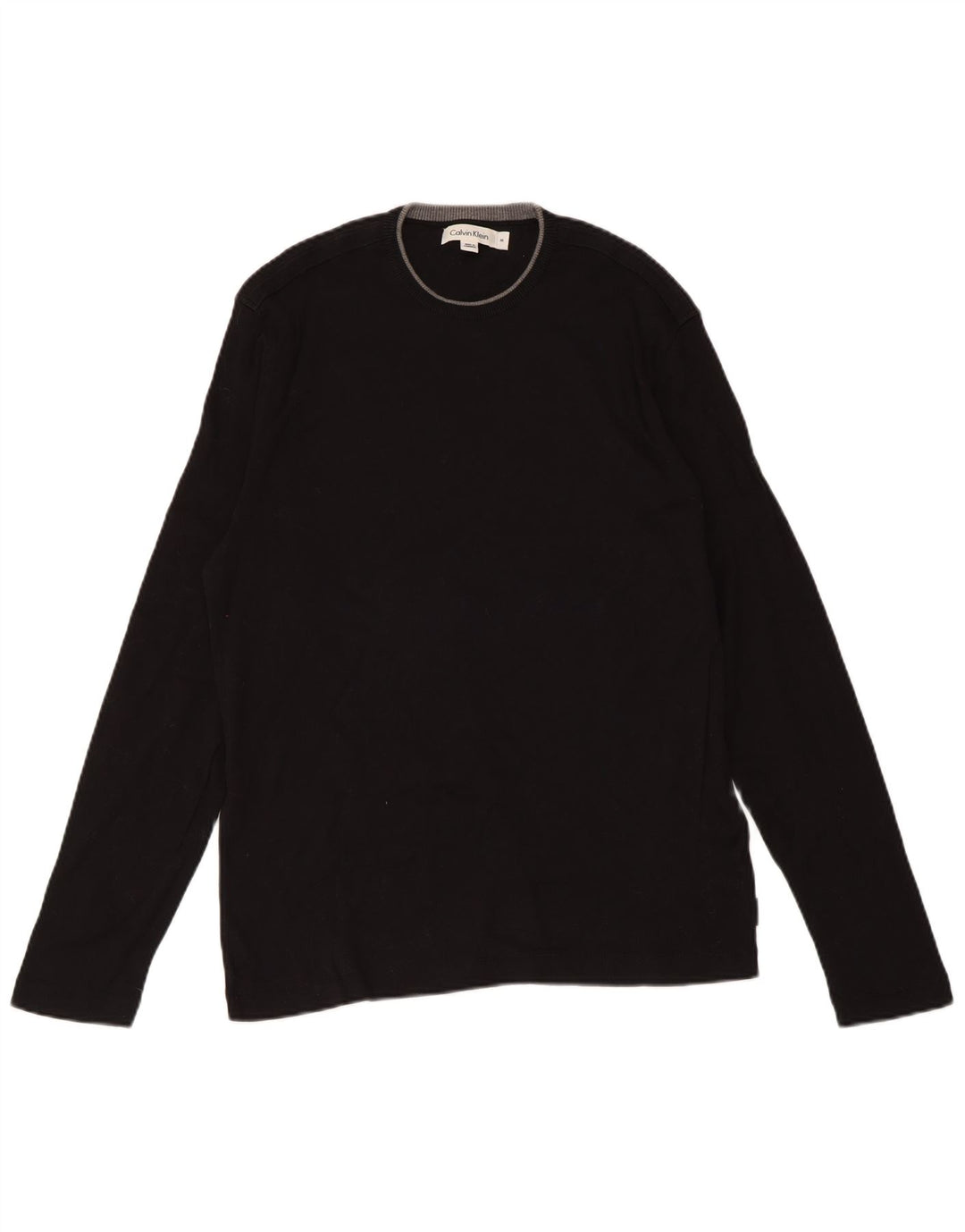 Calvin Klein Ανδρικό πουλόβερ με λαιμόκοψη, μεσαίο μαύρο βαμβακερό