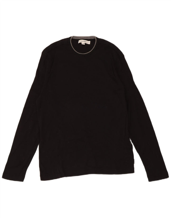 Calvin Klein Ανδρικό πουλόβερ με λαιμόκοψη, μεσαίο μαύρο βαμβακερό