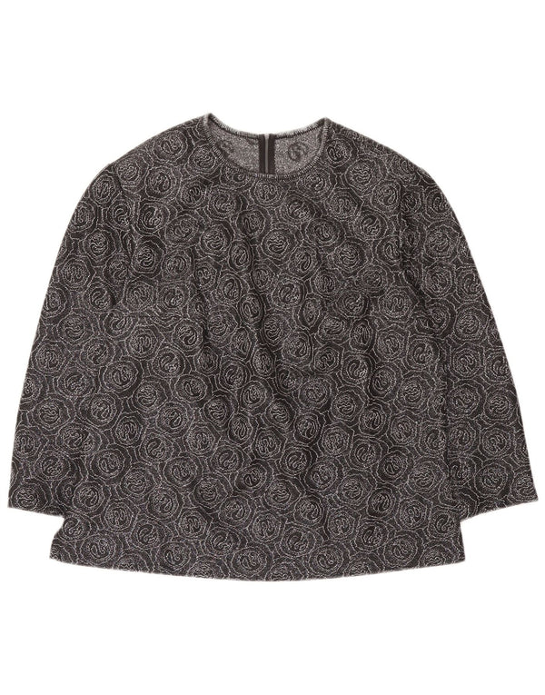 Vintage Womens 3/4 Sleeve Blouse Top UK 16 Large Black Paisley