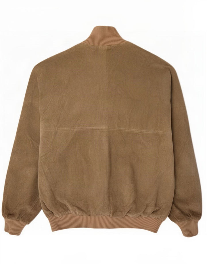 Vintage Ανδρικό Suede Bomber Jacket UK 38 Medium Green Leather