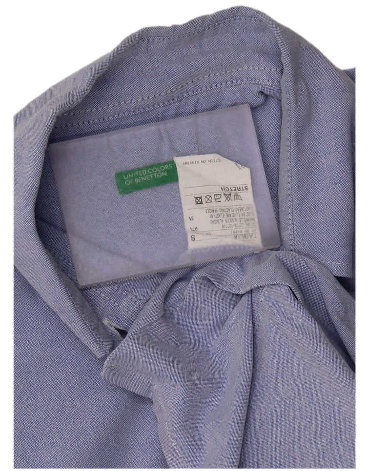 Benetton Γυναικείο πουκάμισο 3/4 μανίκι UK 10 Small μπλε βαμβακερό