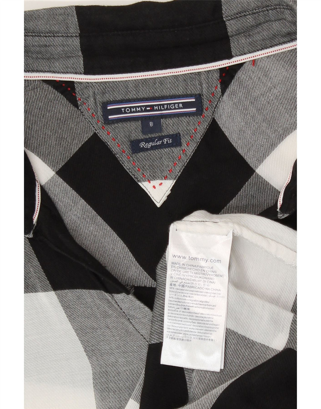 Tommy Hilfiger γυναικείο πουκάμισο με κανονική εφαρμογή US 8 μεσαίου μαύρου τσεκ βισκόζης