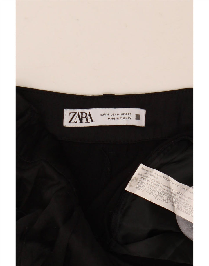 Zara Γυναικείο Cropped Παντελόνι Medium W28 L25 Black Viscose