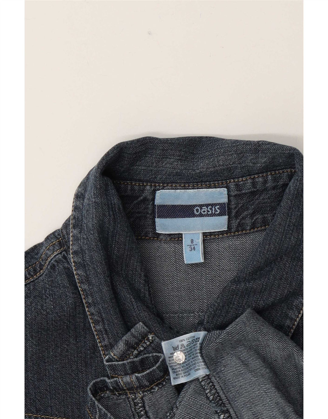 Γυναικείο τζιν πουκάμισο Oasis UK 8 Small Navy Blue από βαμβάκι