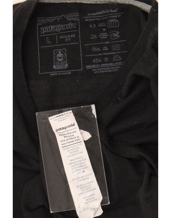 PATAGONIA Ανδρικό γραφικό μπλουζάκι με κανονική εφαρμογή, μεγάλο μαύρο βαμβακερό
