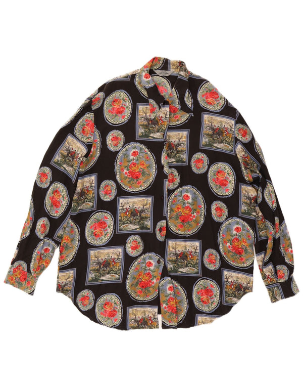Vintage γυναικείο πουκάμισο UK 18 XL μαύρο φλοράλ