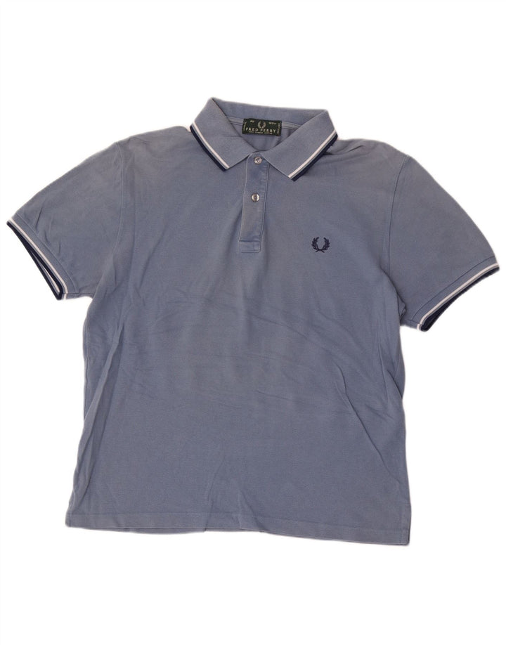 Fred Perry Ανδρικό πουκάμισο Polo από μεσαίο μπλε βαμβακερό