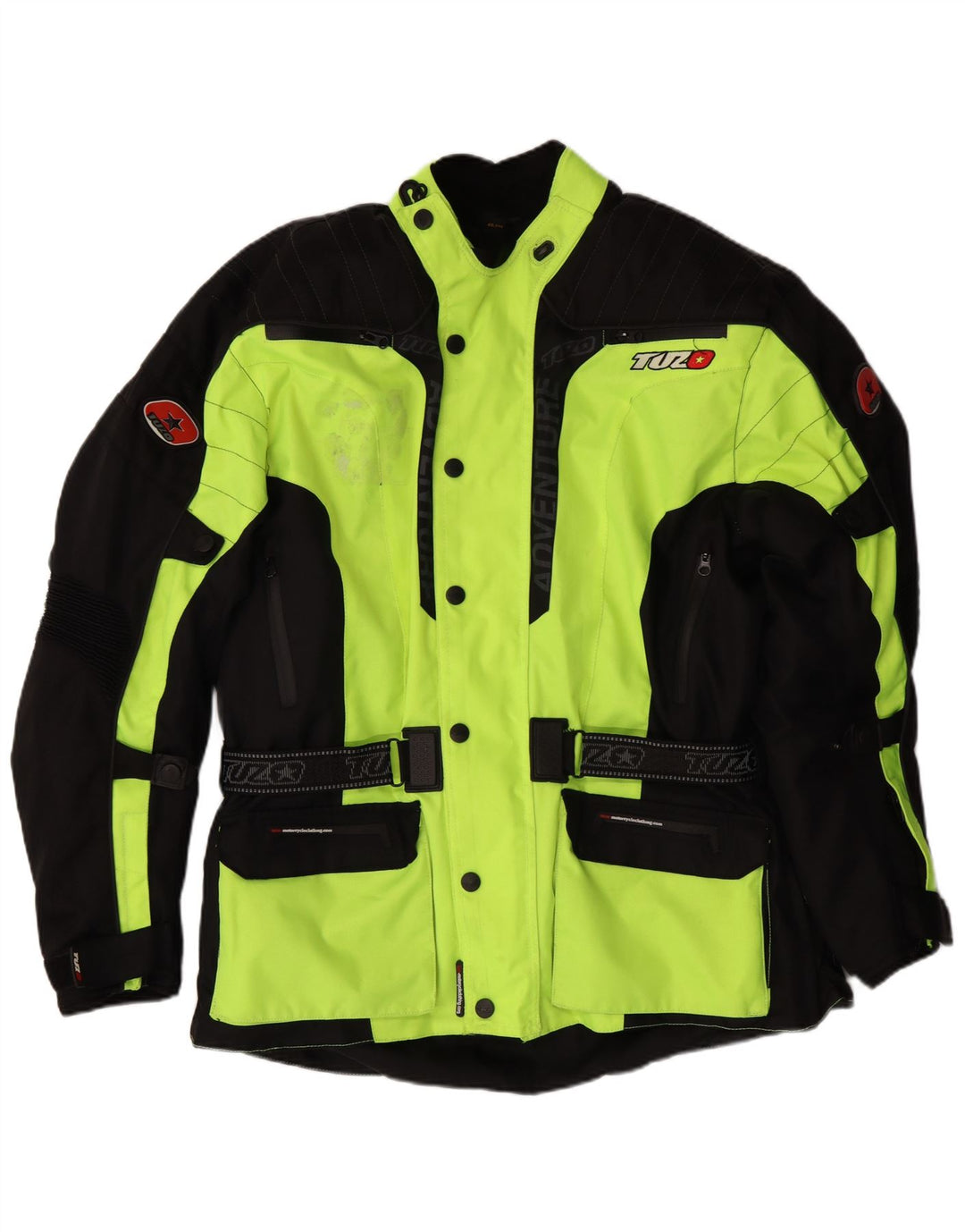 VINTAGE Ανδρικά γραφικά Moto Racer Bomber Jacket UK 44 2XL Green Colourblock