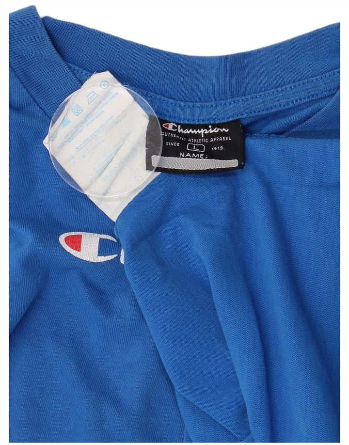 CHAMPION Ανδρικό γραφικό T-Shirt Top μεγάλο μπλε βαμβακερό