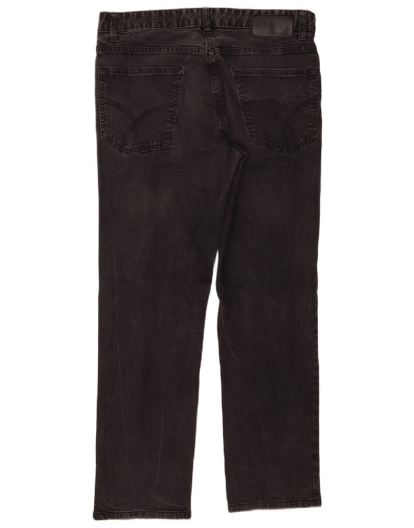 Calvin Klein Mens Straight Slim Jeans W34 L32 Black Cotton