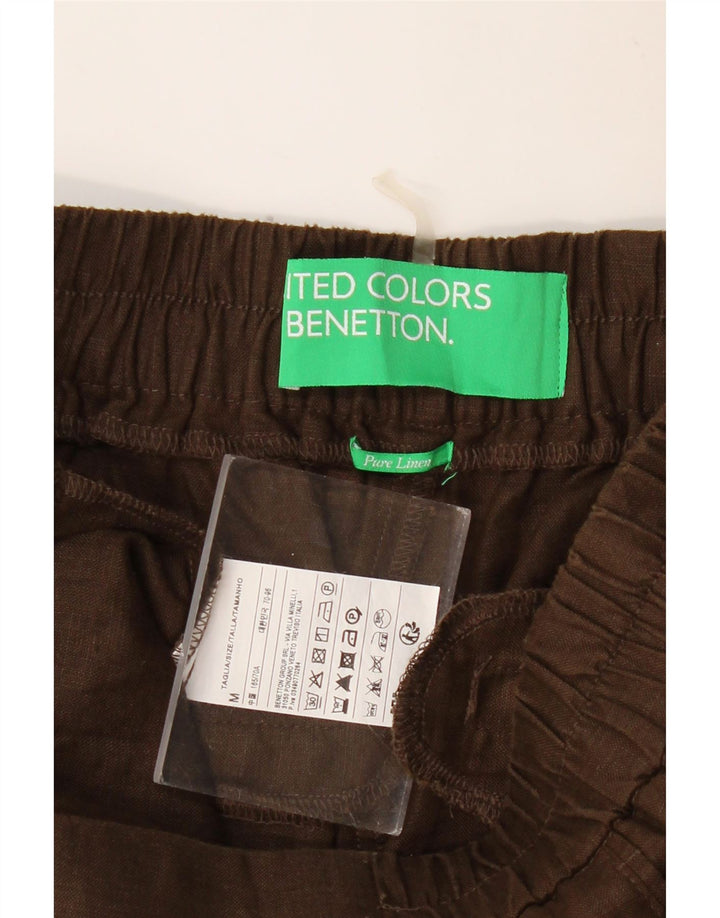 BENETTON Γυναικείο κωνικό παντελόνι Chino Medium W28 L27 Καφέ Λινό