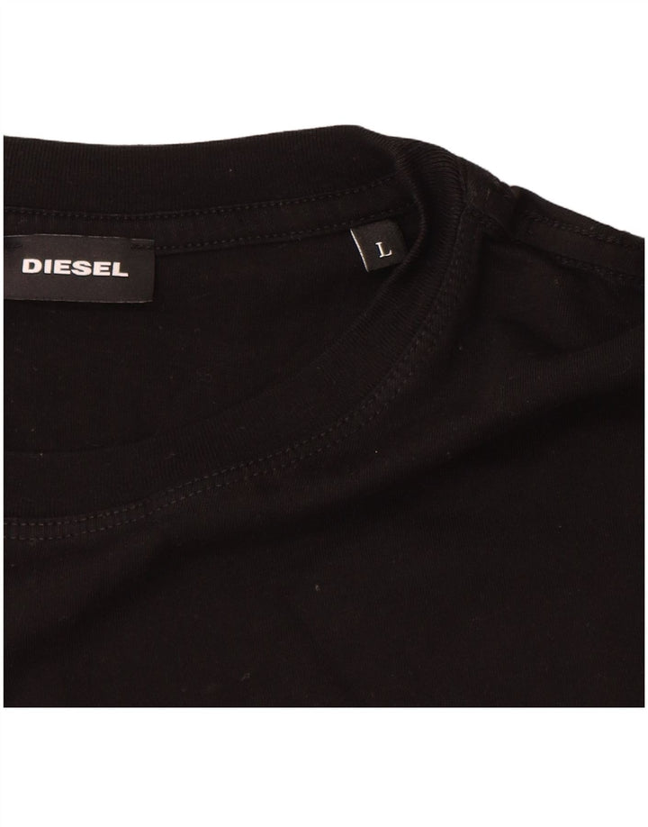 Ανδρικό γραφικό T-Shirt Diesel Top μεγάλο μαύρο βαμβακερό