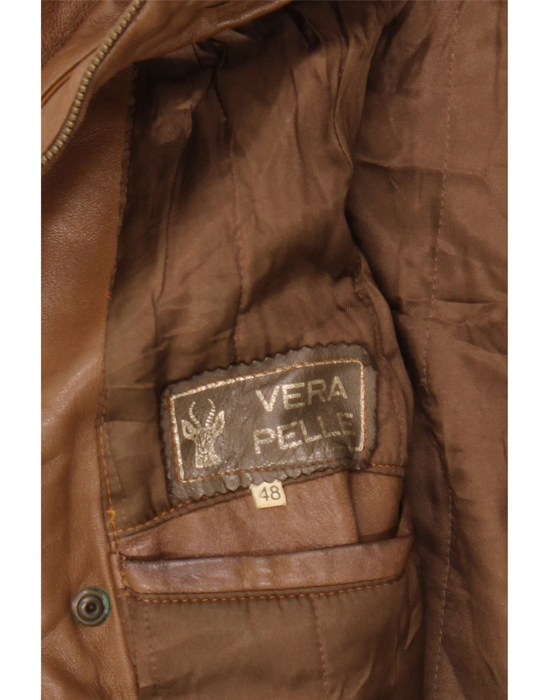 VINTAGE Γυναικείο Δερμάτινο Μπουφάν IT 48 XL Καφέ Δερμάτινο